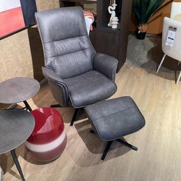 Fauteuil met Poef Pala Lotis Antraciet - Henders en Hazel, Huis en Inrichting, Nieuw, 75 tot 100 cm, Ophalen of Verzenden, 50 tot 75 cm