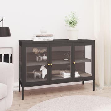 vidaXL Dressoir 105x35x70 cm staal en glas antracietkleurig, 100 tot 150 cm, Verzenden, Nieuw, Metaal