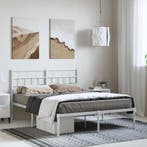vidaXL Bedframe met hoofdbord metaal wit 150x200 cm, Verzenden, Wit, Overige maten, 200 cm