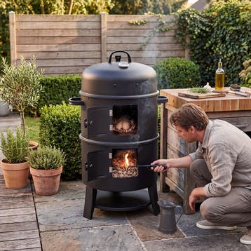 3-in-1 rookvat, 2 grillroosters, thermometer en luchtafvoer, Verzenden, Nieuw