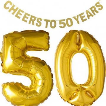 3-delige decoratie set 50 & Fabulous goud met wit, Verzenden, Nieuw, Versiering, Abraham of Sarah