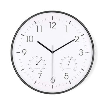 Wandklok met thermometer en hygrometer - analoge klok, Verzenden, Nieuw, Analoog, Wandklok