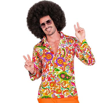 60s Blouse Heren Peace & Paisley Oranje, Ophalen of Verzenden, Nieuw