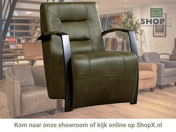 Leren fauteuil Magnificent - Granada Moss (olijf/groen), Nieuw, Ophalen of Verzenden, 50 tot 75 cm, Industrieel, Modern