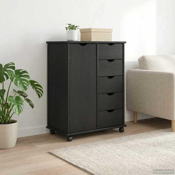 vidaXL Rolling Kast met wiel Grijs 63,5 x 39 x 79 cm Massief, Verzenden, Nieuw