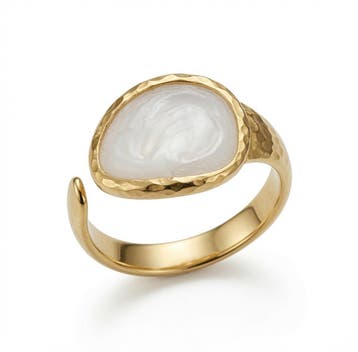 Goud Stijl Gelaagde Witte Edelsteen Ring -Waterproof, Sieraden, Tassen en Uiterlijk, Ringen, Met edelsteen, Nieuw, Dame of Heer