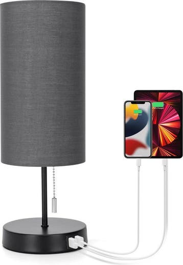 Tafellamp - Bureaulamp - Tafellamp slaapkamer - Grijs - Aigo, Huis en Inrichting, Verzenden, Zo goed als nieuw