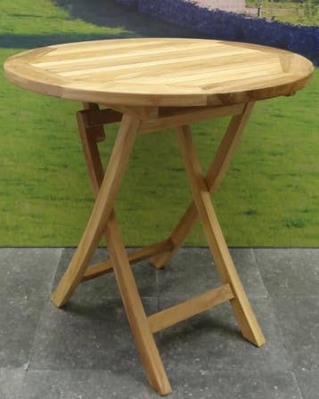 Klaptafel 80 cm rond teak, Tuin en Terras, Tuintafels, Ophalen of Verzenden, Nieuw, Teakhout