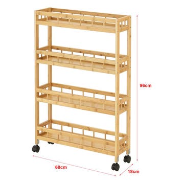 [en.casa] Keukentrolley Pyhäjoki met 4 planken 96x60x18 cm h, Verzenden