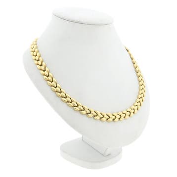 Gouden fantasie schakelketting, Sieraden, Tassen en Uiterlijk, Ophalen of Verzenden, Gebruikt, Goud, Goud