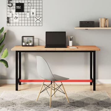 vidaXL Werkbank 150x55x81,5 cm massief beukenhout en metaal, Doe-het-zelf en Verbouw, Verzenden, Nieuw
