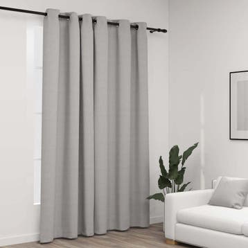 vidaXL Gordijn linnen-look verduisterend met ogen 290x245 cm, Verzenden, Nieuw, Grijs