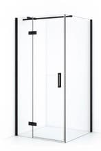 Douchedeur 90 x 200 cm met Vast Paneel 30 cm – Zwarte, Ophalen of Verzenden, Nieuw, Glas, Bad