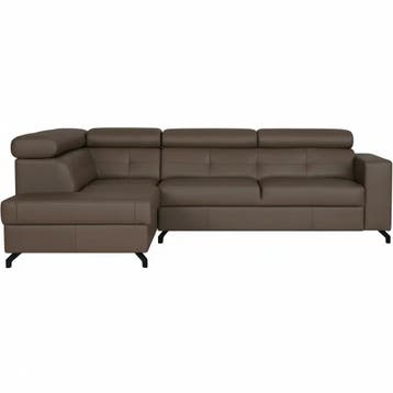 Leren hoekbank Nova - 2.5-zits arm rechts + Longchair arm, 250 tot 300 cm, Bohemian, Industrieel, Modern, Scandinavisch, Hoekbank
