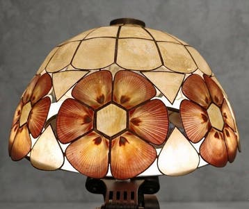 Hangende plafondlamp - Parelmoer - capiz en messing