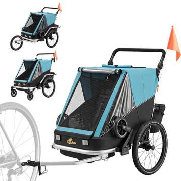 Fietskar Voor Kinderen, 2-zitter, 2-in-1 Opvouwbare Kinderfi, Verzenden, Nieuw