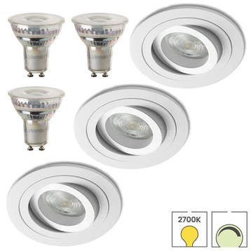 Set van 3 inbouwspots Veneto wit + LED spots GU10 Lybardo |, Verzenden, Nieuw, Overige typen