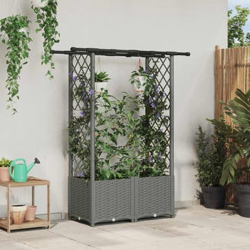 vidaXL Verhoogd Bed met Trellis en Dak Lichtgrijs 124,5 x 40, Verzenden, Nieuw, Minder dan 60 cm, 60 cm of meer