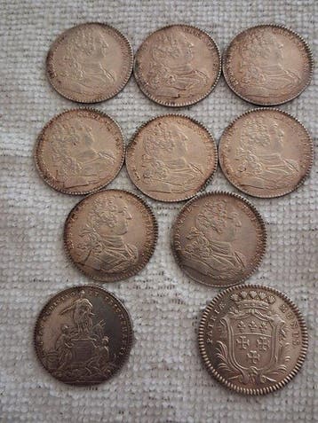 Frankrijk. Lot de 10 jetons en argent du 18eme siecle