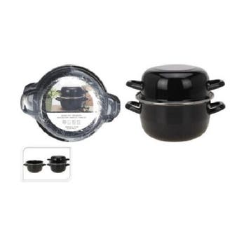 EH Mosselpan van geëmailleerd metaal diameter 20 cm zwart, Huis en Inrichting, Keuken | Potten en Pannen, Verzenden, Nieuw