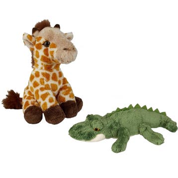 Ravensden safari dieren knuffels - pluche - 2 stuks - 15 cm, Verzenden, Nieuw