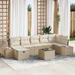 vidaXL Tuin Sofa Set met kussen 8 pcs Beige poly rattan, Verzenden, Nieuw, Rotan, 8 zitplaatsen