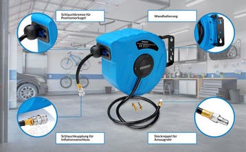 Haspel Persluchtslang Blauw 10m Oprolbaar (Gereedschap), Verzenden, Nieuw