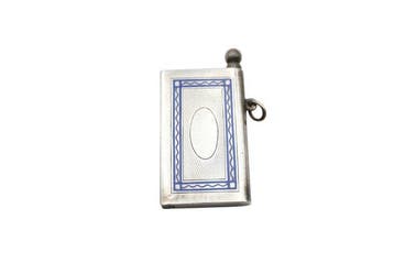 Vesta doosje - .900 zilver - Blauw emaille en guilloché