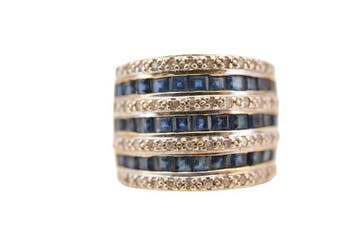 Ring - 18 karaat Geel goud Saffier - Diamant, Sieraden, Tassen en Uiterlijk, Ringen, Nieuw
