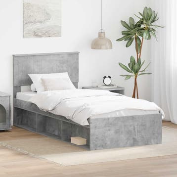 vidaXL Bedframe Beton 90 x 200 cm Massief grenenhout, Eenpersoons, Verzenden, Nieuw, Grijs