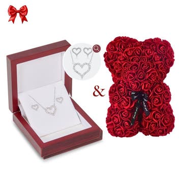 Juwelium Zilveren Ketting + Luxe Rozenbeer, Verzenden, Nieuw, Met hanger, Zilver