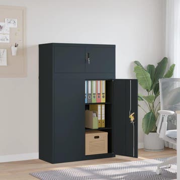 vidaXL Archiefkast 90x40x145 cm staal antracietkleurig, Verzenden, Nieuw