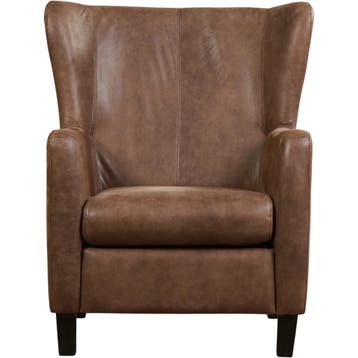 Leren fauteuil Hug, Huis en Inrichting, Fauteuils, Nieuw, Ophalen of Verzenden, 75 tot 100 cm, Eigentijds, Klassiek, Retro, Romantisch