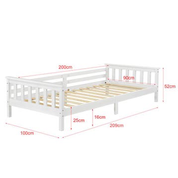 Kinderbed Nuuk met matras en uitvalbeveiliging 90x200 wit, Verzenden, Nieuw