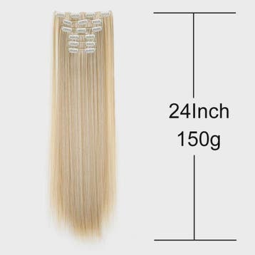 Synthetische Clip-in Haarverlengingen 24 Inch - Lang Steil,, Verzenden, Nieuw