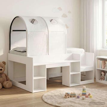 vidaXL Bed met Tunnel met plank met opslag 3 st Wit Bewerkt, Verzenden, Nieuw, Wit, Hout