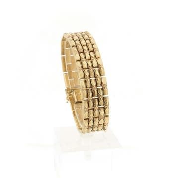 8 karaat tankschakel armband (Schakelarmband), Ophalen of Verzenden, Gebruikt, Geel, Goud