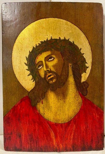 Icoon - Christus met de doornenkroon - Hout