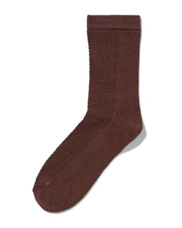 HEMA Dames 3/4 sokken ajour donkerbruin 2+1 gratis, Verzenden, Nieuw