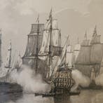 Serie van 24 lithos  Zeeslagen getekend door PJ Schotel uit, Ophalen of Verzenden