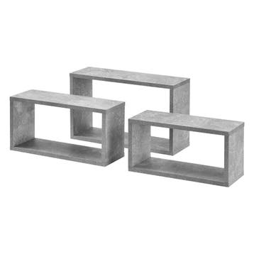 Wandplank Mandal set van 3 betonkleurig, Verzenden, Nieuw