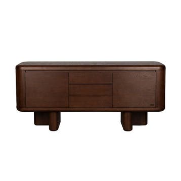 *WOONWINKEL* Dutchbone Herman Rond Vormig Dressoir Walnoot, Huis en Inrichting, Kasten | Dressoirs, Verzenden, Nieuw