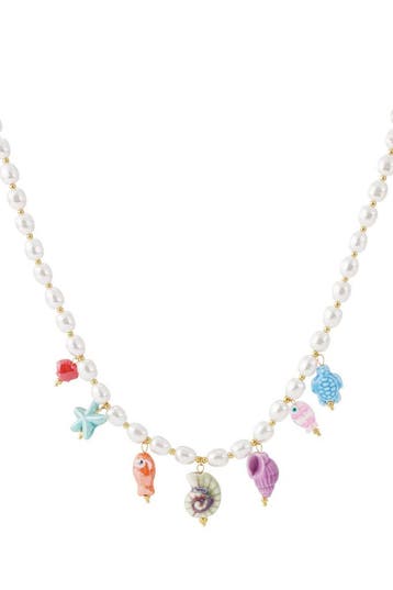 Goudlief Imitatieparel kralen kettingen schildpad vakanti..., Sieraden, Tassen en Uiterlijk, Kettingen, Verzenden, Nieuw, Zilver