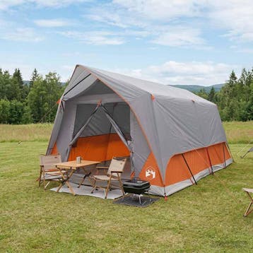 vidaXL Tunneltent Grijs en Oranje 10-persoons Polyester en, Verzenden, Nieuw, Tot en met 2