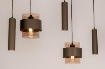 Rietveld Hanglampen - Bruin - Glas, Metaal, Verzenden, Nieuw