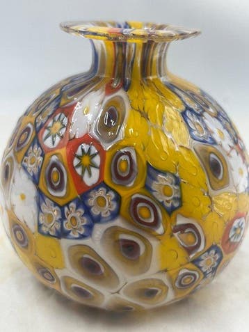 Livio Campanella - Vaas - Muranoglas - Vaas met gekleurde