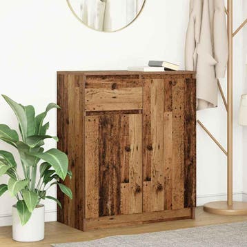 vidaXL Dressoir met lade 71x35x84 cm spaanplaat oud hout, Huis en Inrichting, Kasten | Dressoirs, Verzenden, Nieuw, 50 tot 100 cm