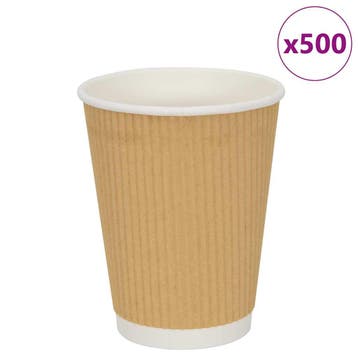 vidaXL Papieren koffiekopjes 500 st 12oz 300 ml bruin, Verzenden, Nieuw