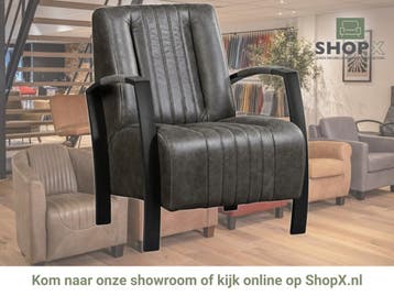 Leren fauteuil Glamour - Vintage Grey (grijs), Huis en Inrichting, Nieuw, Ophalen of Verzenden, 50 tot 75 cm, Industrieel, Modern, Retro