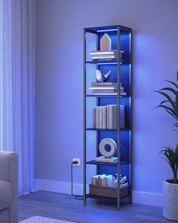 VASAGLE 6-laags Boekenkast met Verstelbare LED Verlichting e, Verzenden, Nieuw